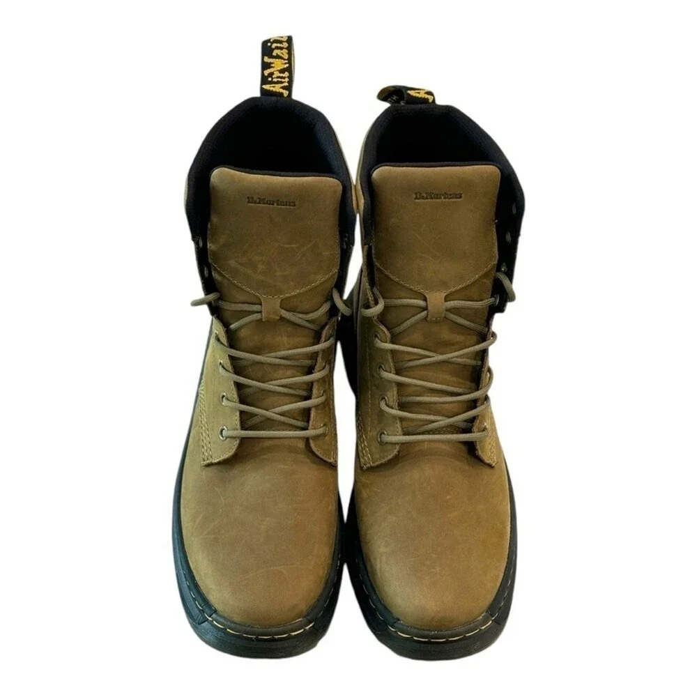 Dr. Martens Crewson Olive Green Crazy Horse Leather Combat Boots Mens Size 12